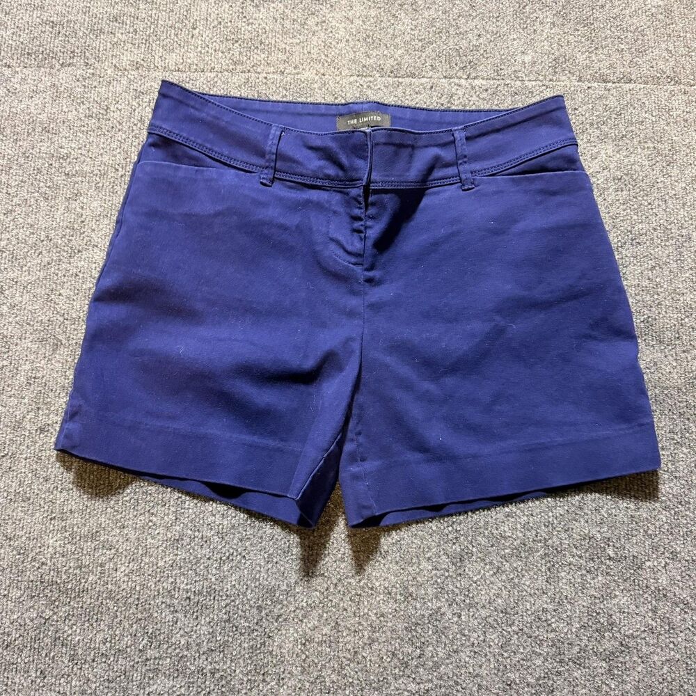 The Limited Shorts Womens 6 Blue Chino Twill Flat Front Casual Summer Pockets